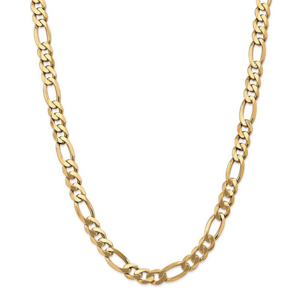Men's 8.75mm 14k Yellow Gold Flat Figaro Chain Necklace, 22 Inch